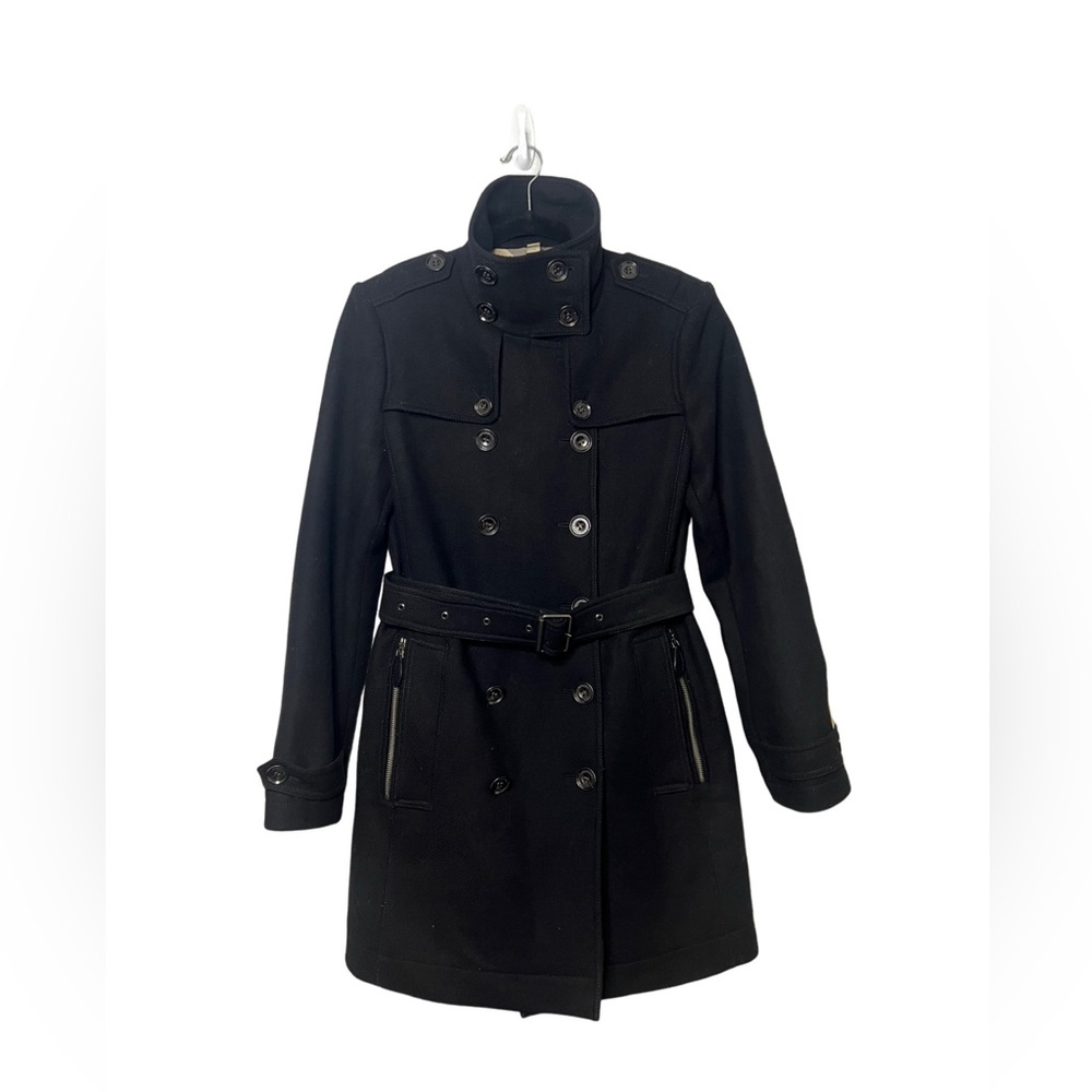 BURBERRY Daylesmoore Double Breasted Wool Cashmere Black Trench Coat Size 8 - Picture 3 of 15